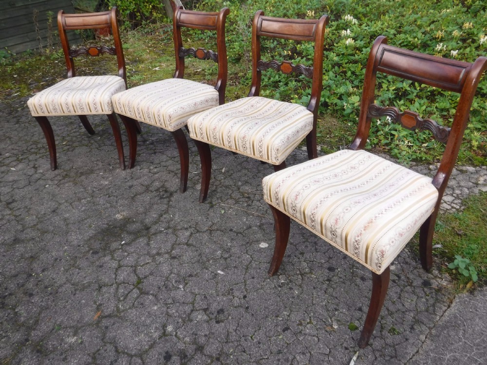 Set of 4 Regency mahogany sabre leg chairs View V