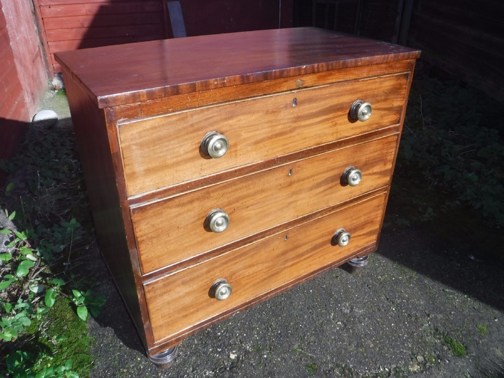 Useful Regency 3 drawer mahogany chest  of drawers View II