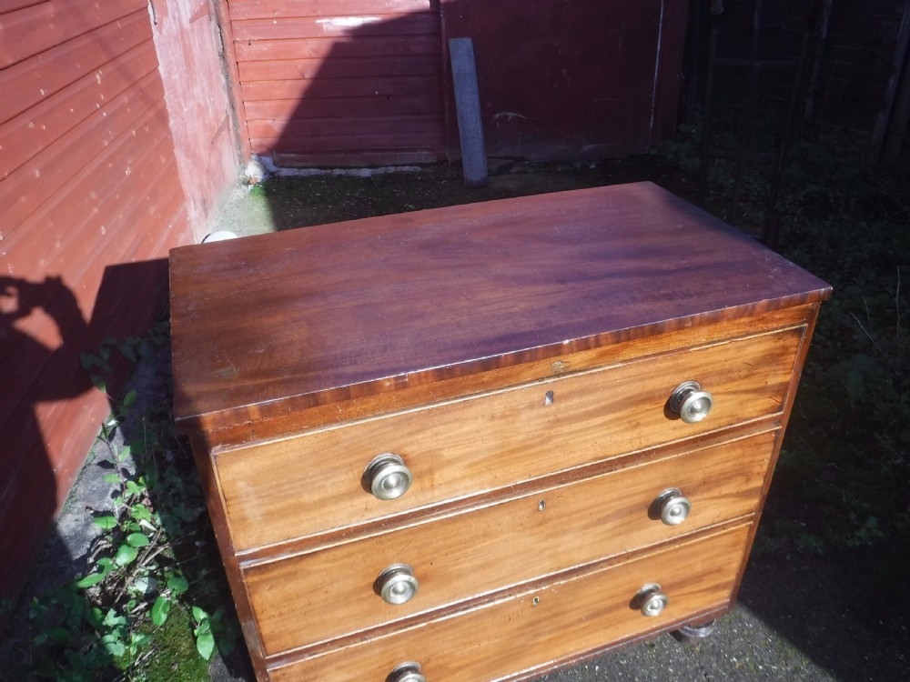 Useful Regency 3 drawer mahogany chest  of drawers View III