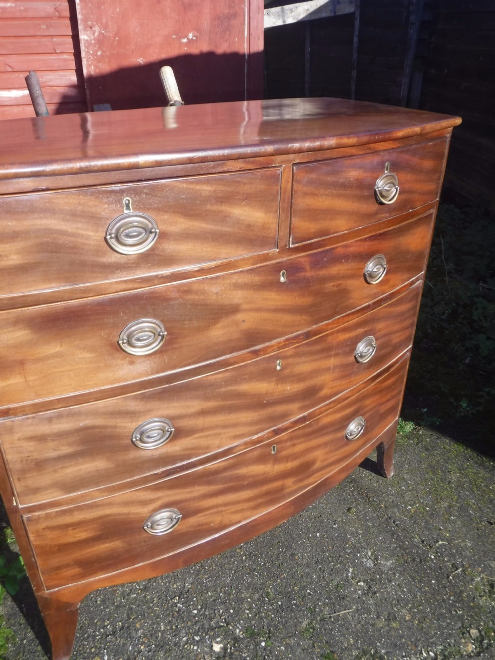 19th century mahogany bow front chest of drawers View III