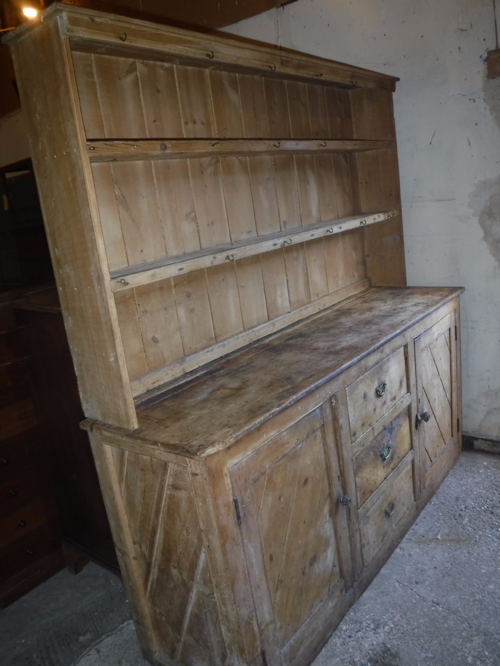 19th century 2 part pine kitchen dresser View II