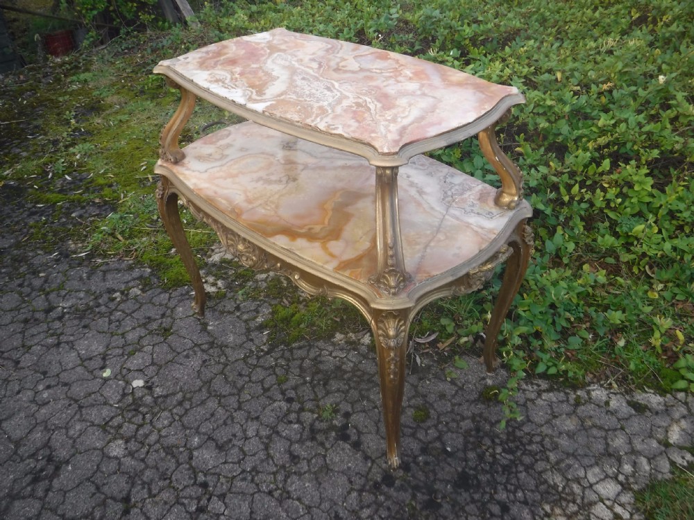 Edwardian 2 tier giltwood and marble etagere View IV