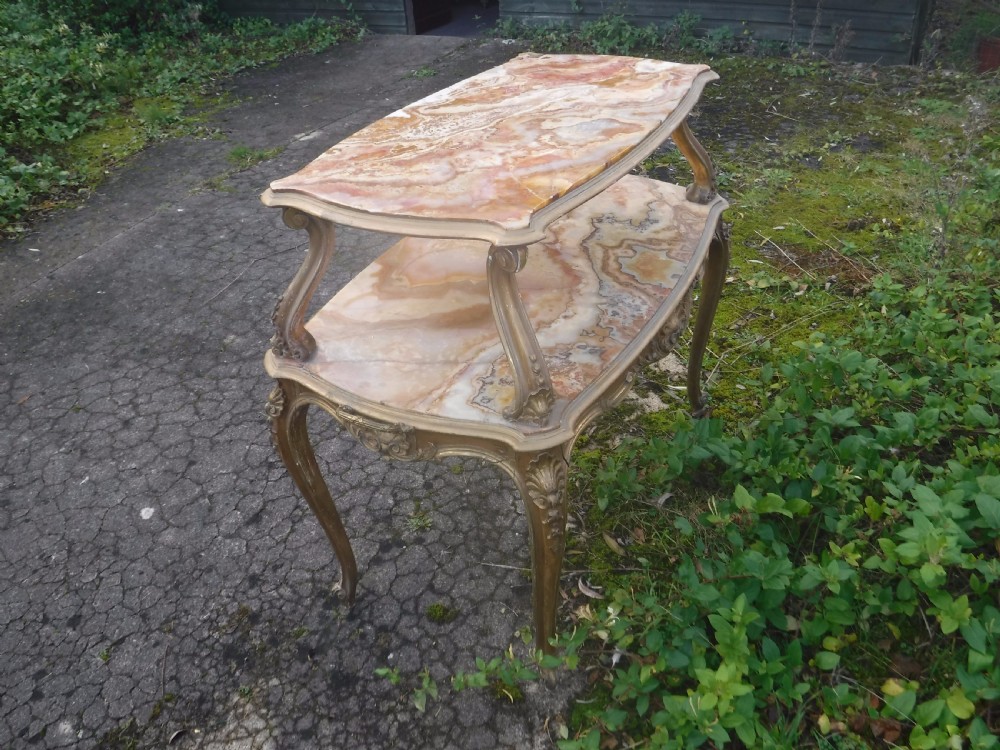 Edwardian 2 tier giltwood and marble etagere View VI