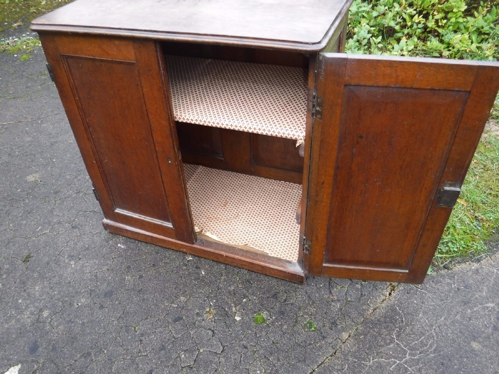 Useful early Victorian country house oak  2 door  cupboard View VI