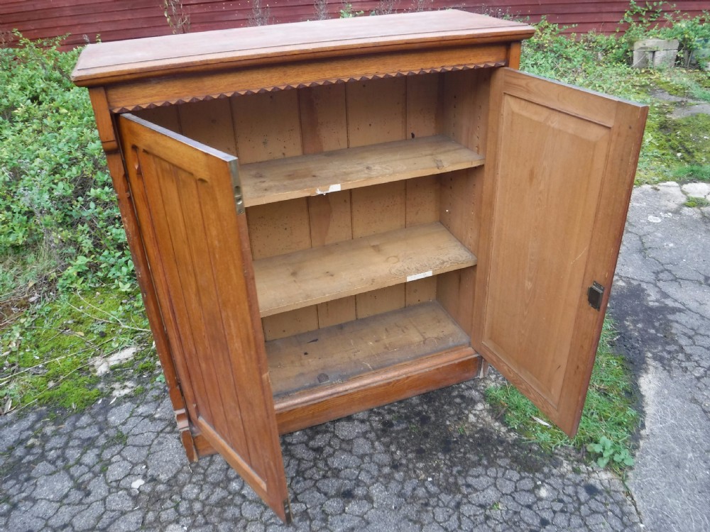 Useful Victorian oak 2 door [toy cupboard View III