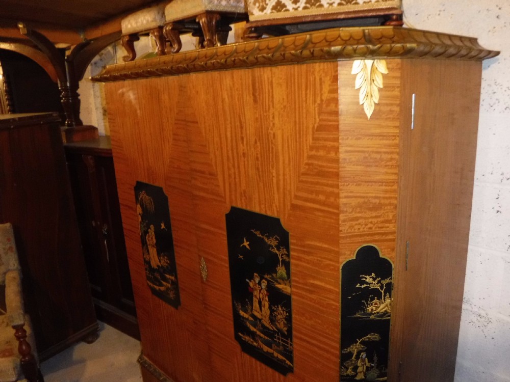 Large early 20th century satinwood cocktail cabinet,fitted interior. View III