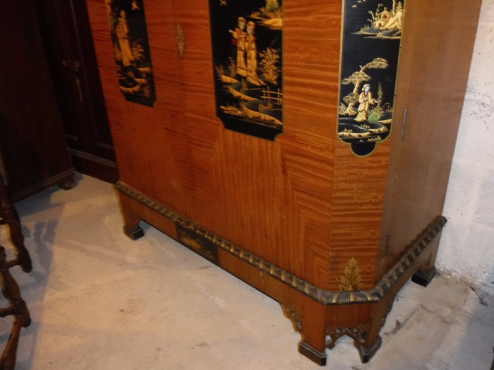 Large early 20th century satinwood cocktail cabinet,fitted interior. View IV