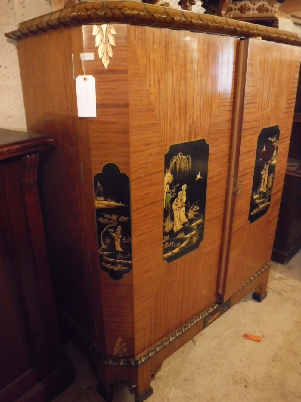 Large early 20th century satinwood cocktail cabinet,fitted interior. View VIII