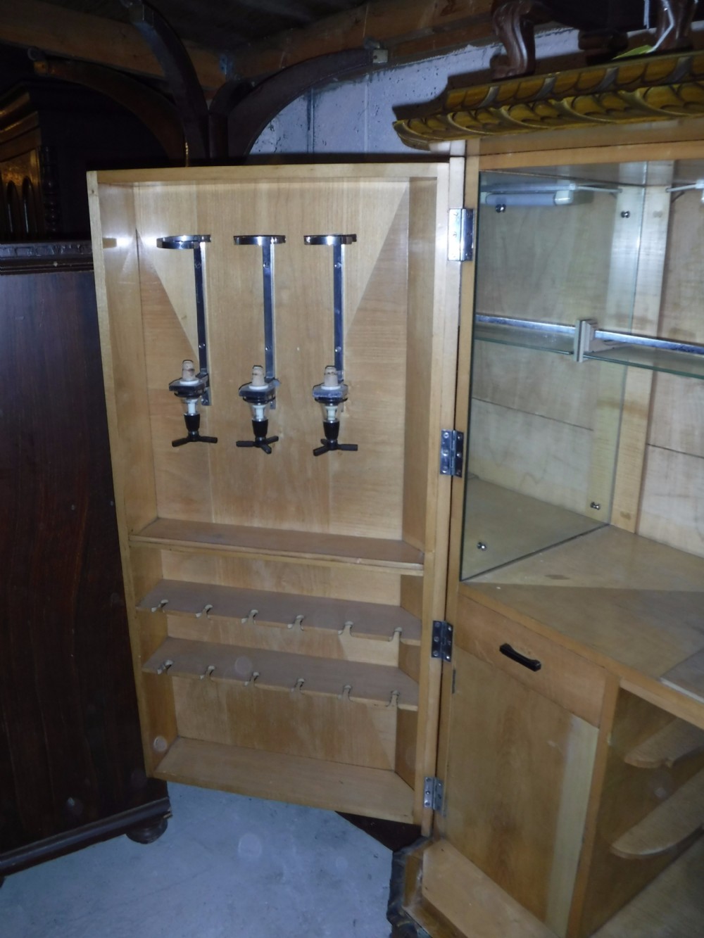Large early 20th century satinwood cocktail cabinet,fitted interior. View X
