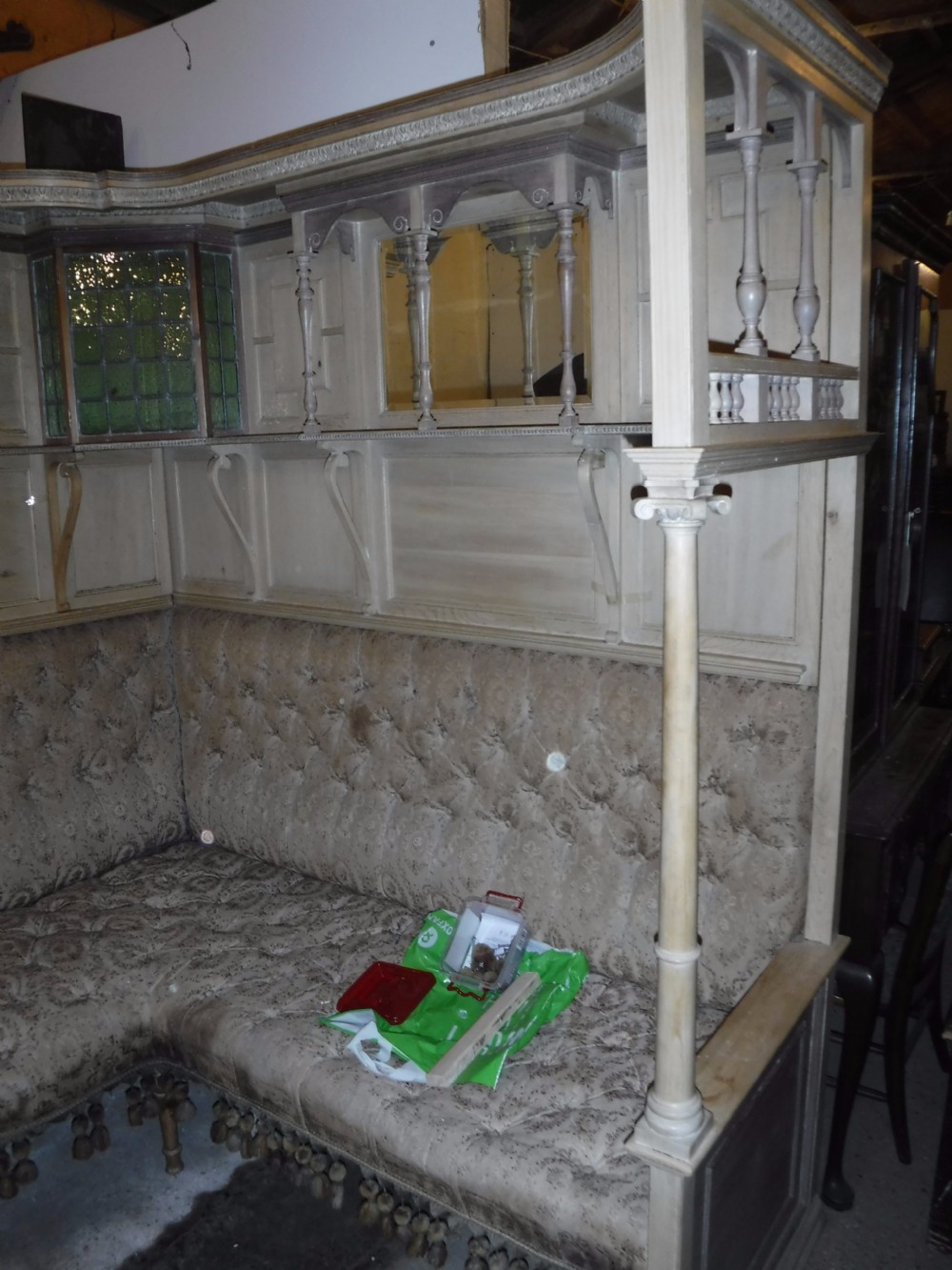 Impressive panelled pine corner seat[Games room] View VIII