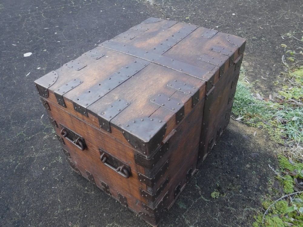19th century oak metal bound silver chest View III