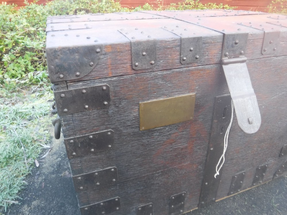 19th century oak metal bound silver chest View IV