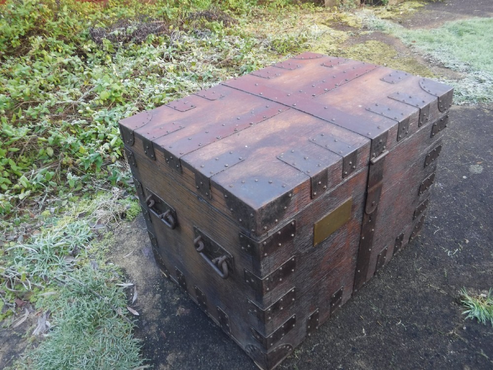 19th century oak metal bound silver chest View VI