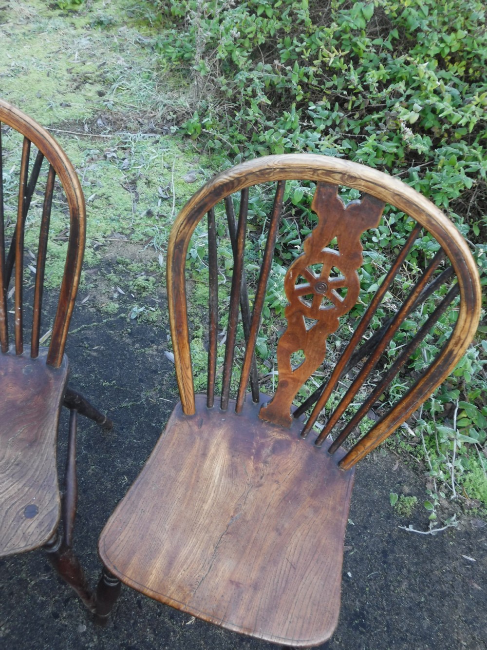 Pair of Early Victorian Windsor wheel back chairs View XII