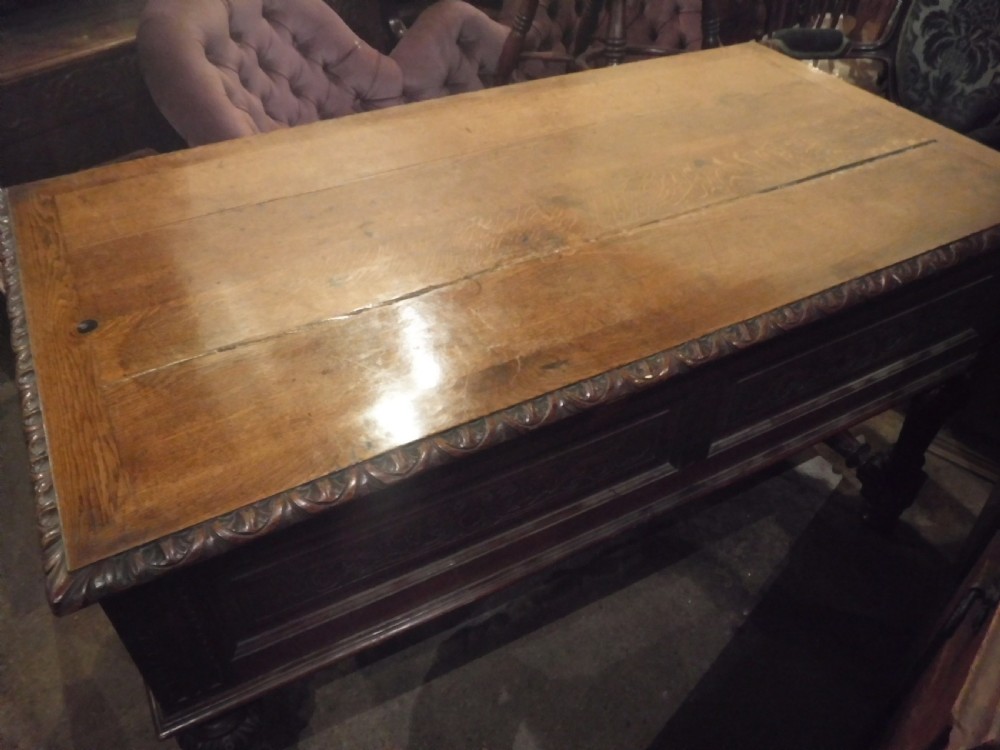 Late 19th century carved oak writing desk View V