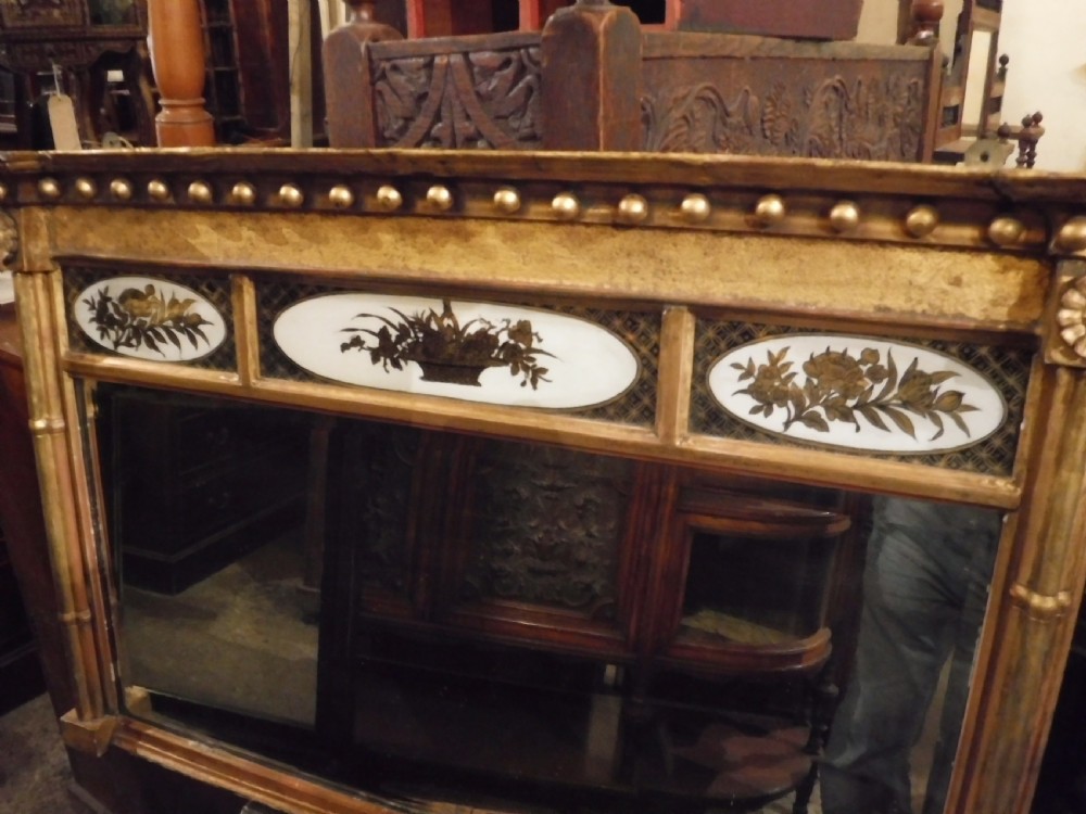 19th century gilt and decorated overmantel mirror View III