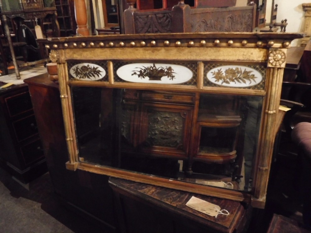 19th century gilt and decorated overmantel mirror View IV