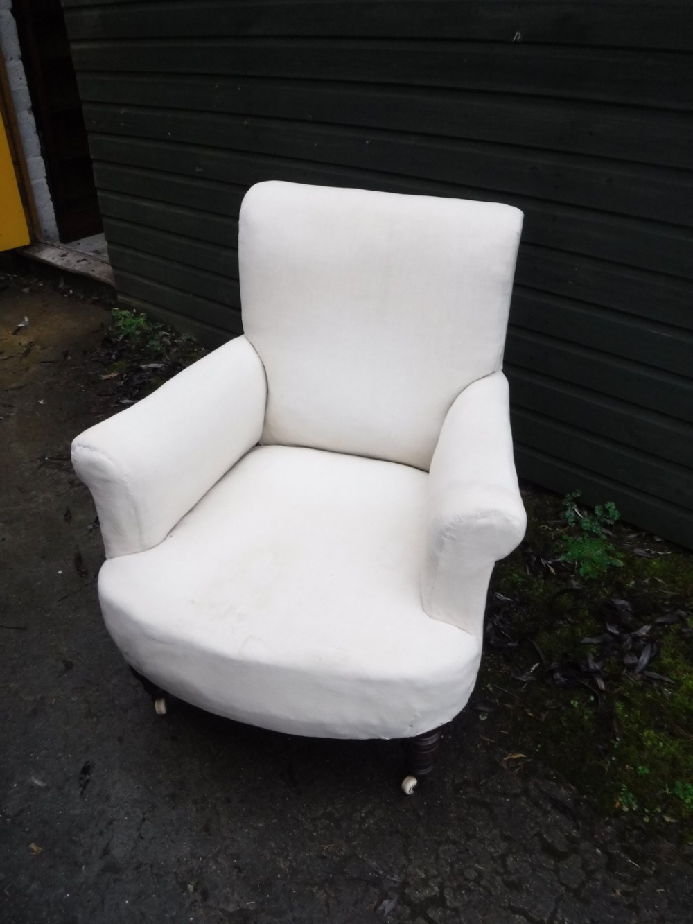  Upholstered armchair with salmon pink loose cover View V