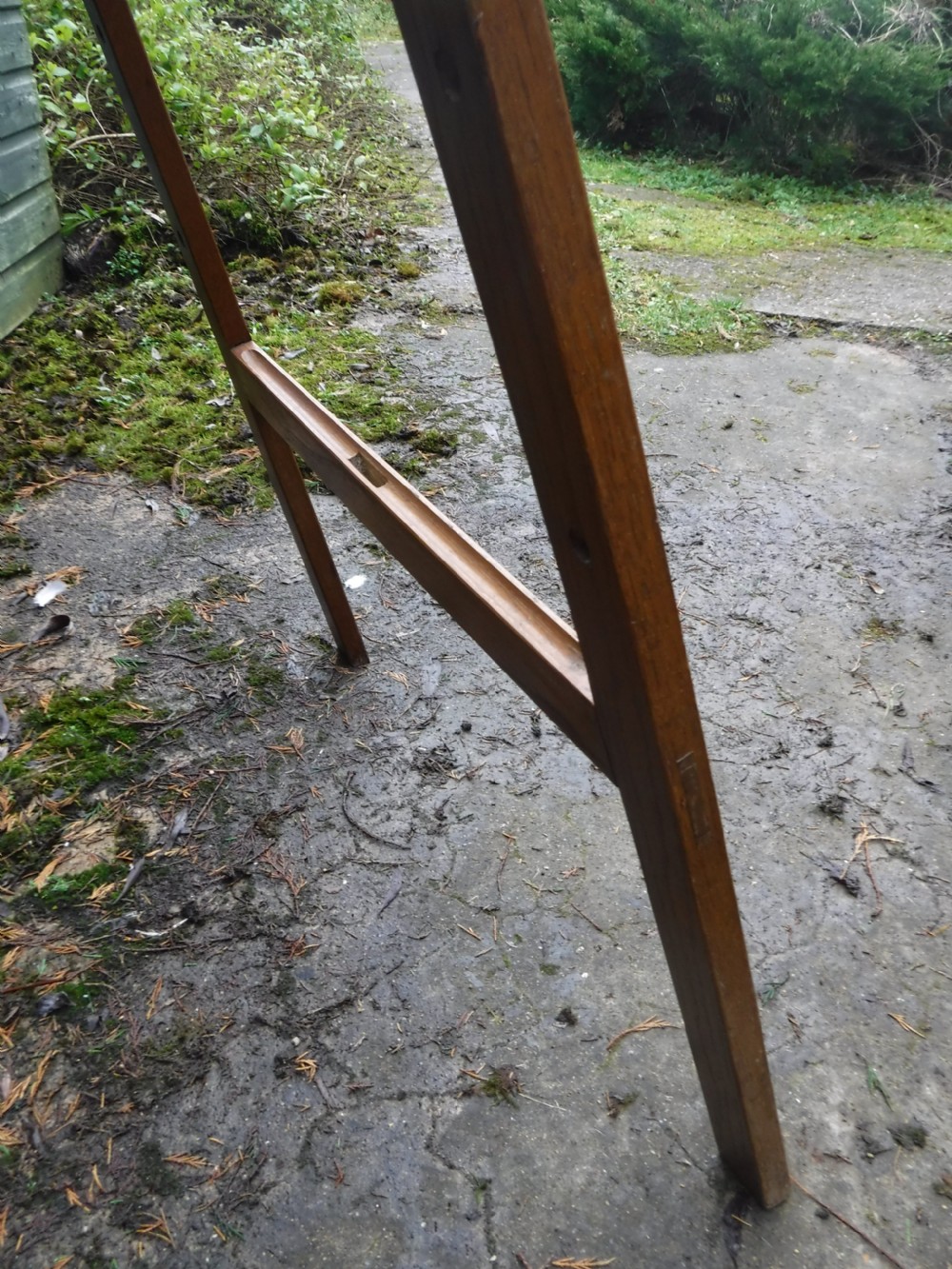 Unusual early 20th century oak extending picture display easel View VI
