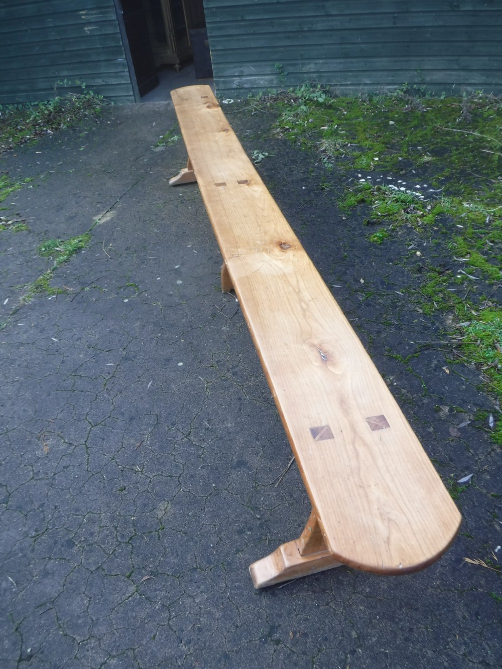 Long late 19th century  kitchen table bench View II