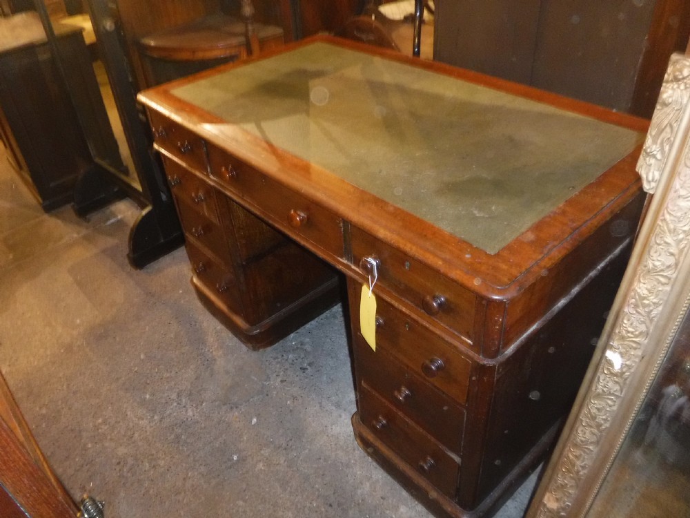 Victorian mahogany kneehole pedestal desk View V