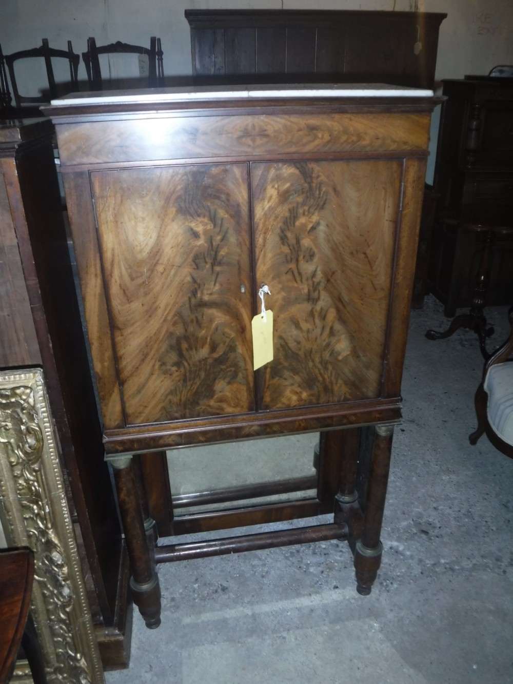Mahogany marble top  2 door side cabinet View II
