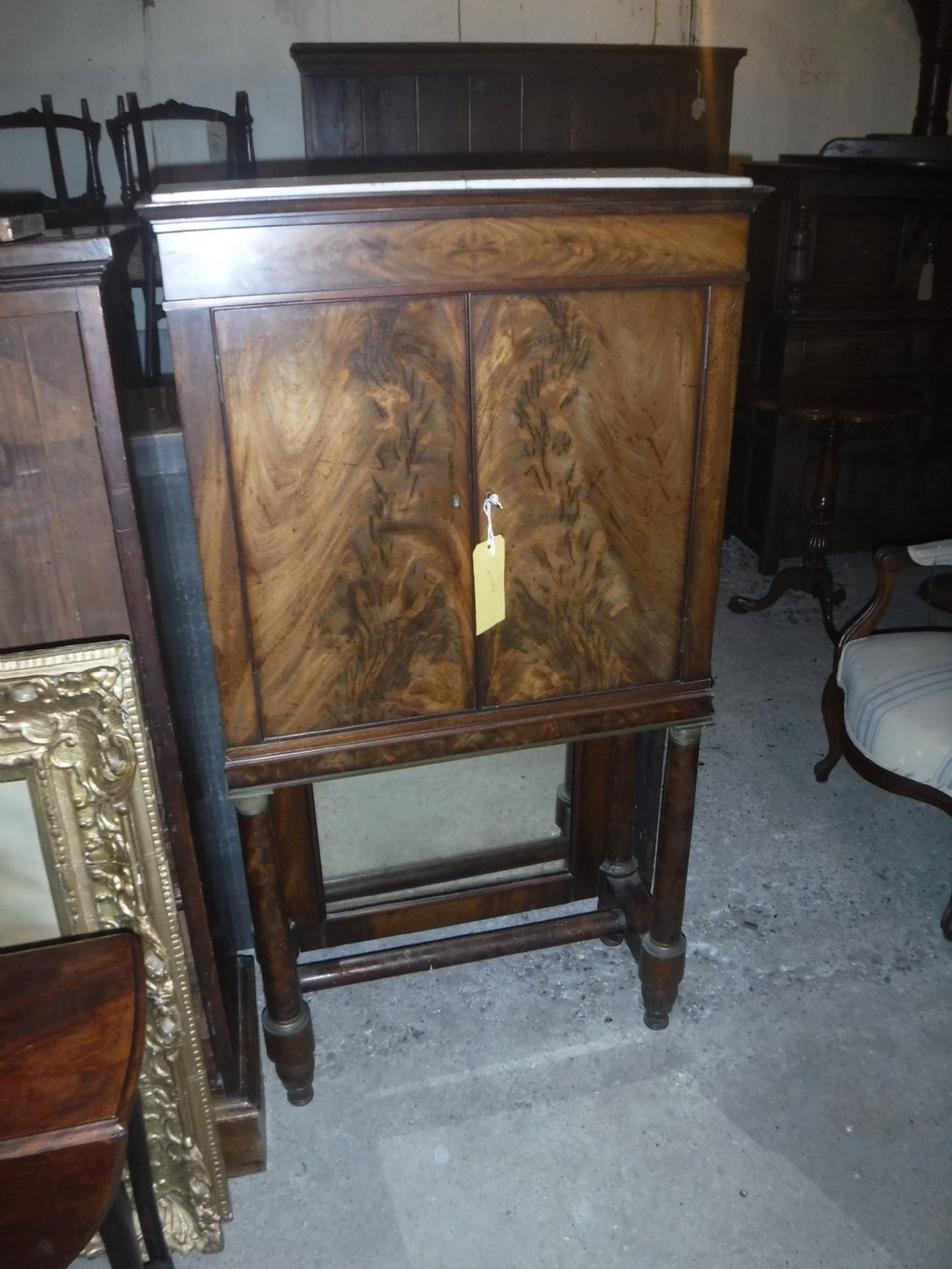 Mahogany marble top  2 door side cabinet View III