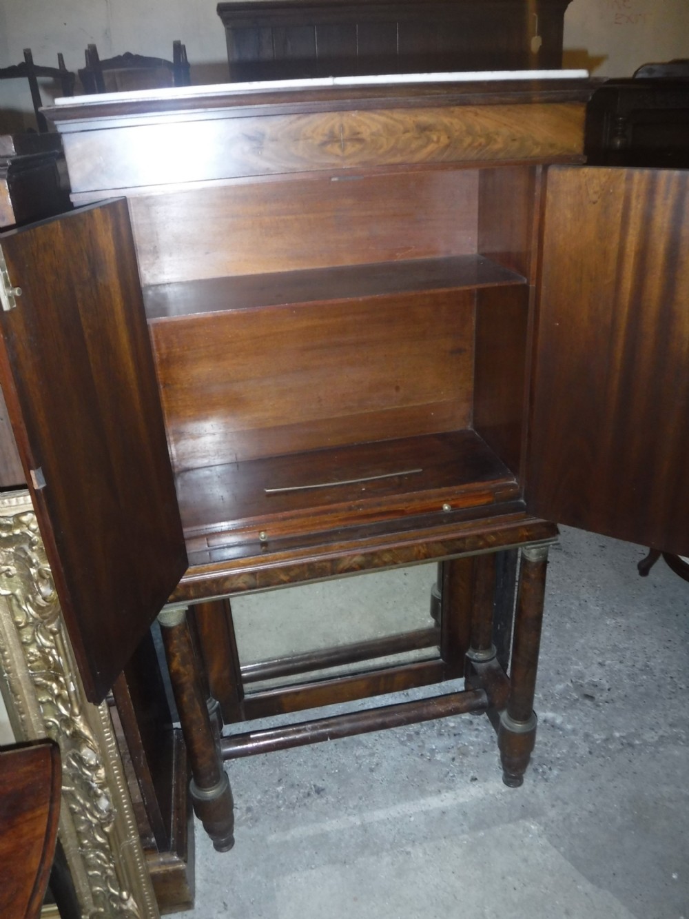 Mahogany marble top  2 door side cabinet View V
