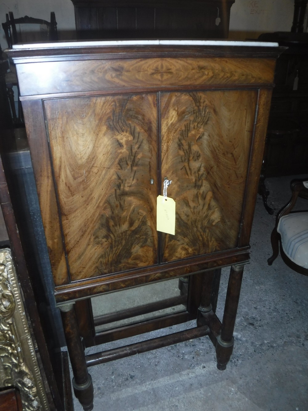 Mahogany marble top  2 door side cabinet View VI