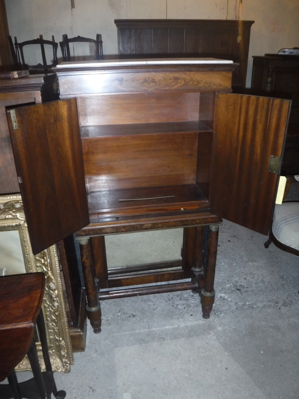 Mahogany marble top  2 door side cabinet View VIII