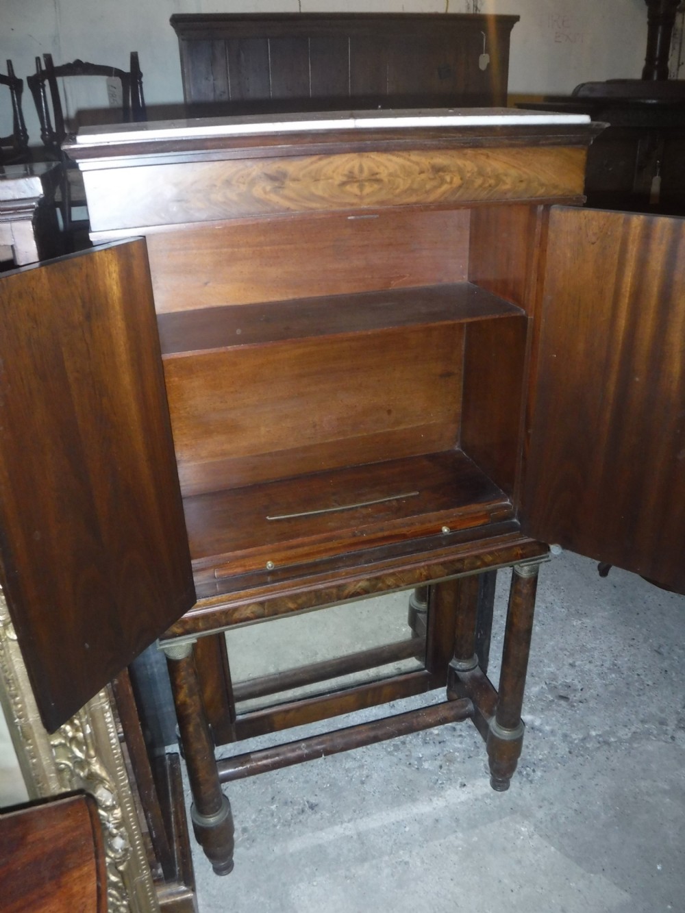 Mahogany marble top  2 door side cabinet View IX