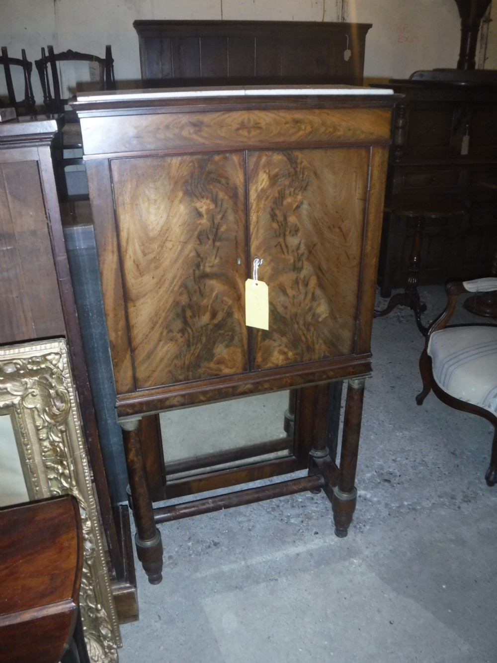 Mahogany marble top  2 door side cabinet View XI