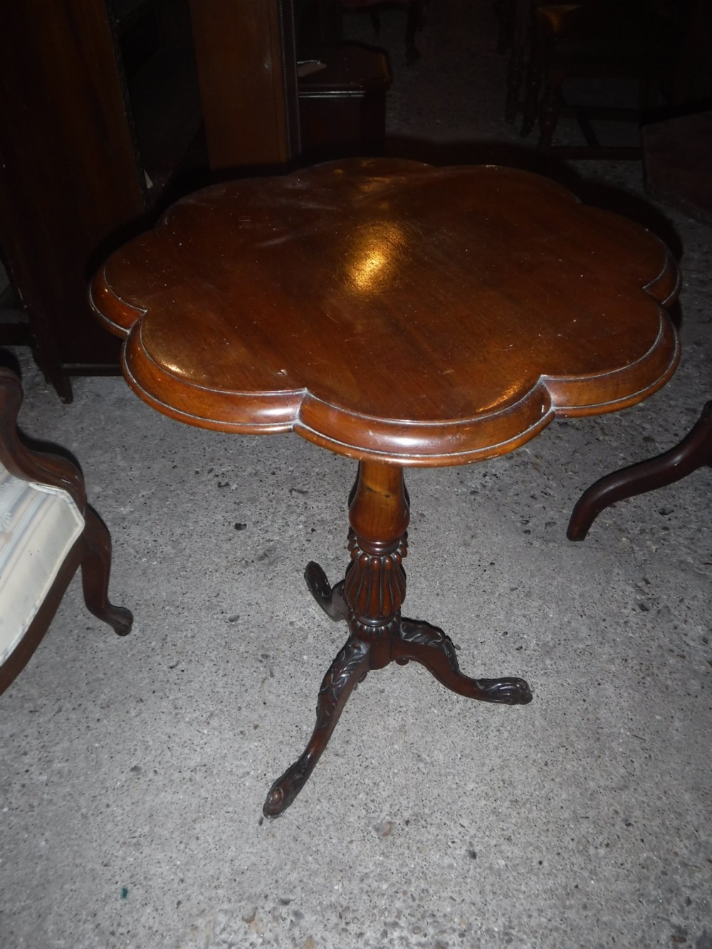 Victorian walnut tripod occasional table View III