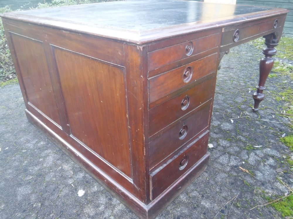 Late 19th century mahogany pedestal partners writing desk View II
