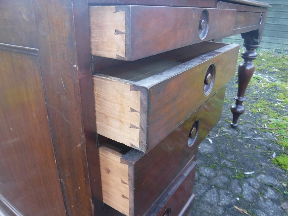 Late 19th century mahogany pedestal partners writing desk View XI