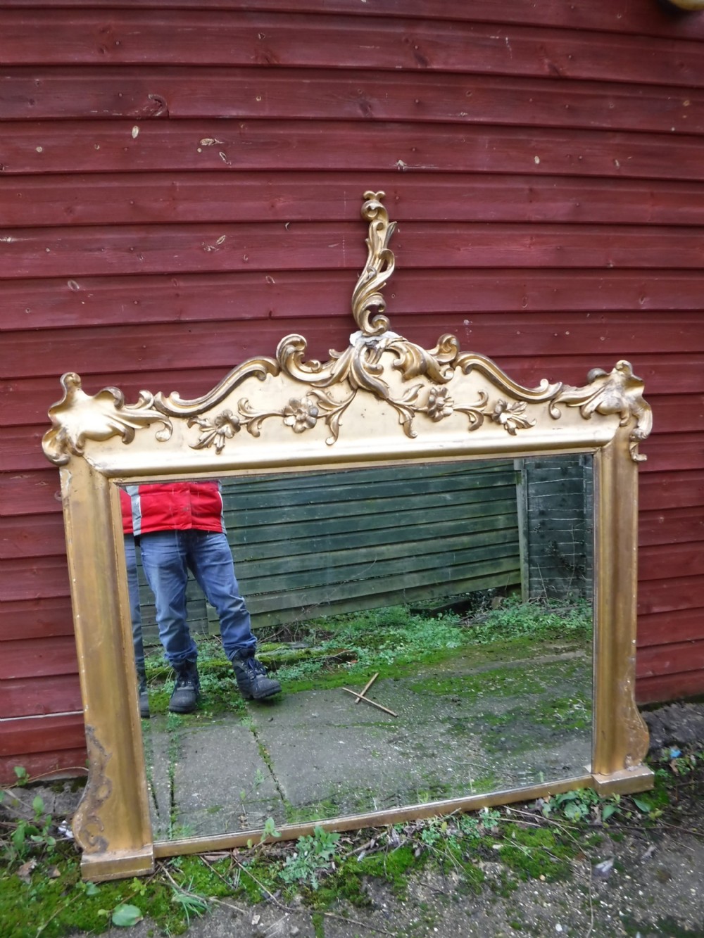 Late 19th century carved gilded frame  overmantel mirror View III