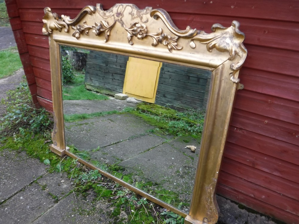 Late 19th century carved gilded frame  overmantel mirror View VI
