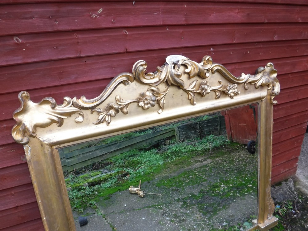 Late 19th century carved gilded frame  overmantel mirror View VIII