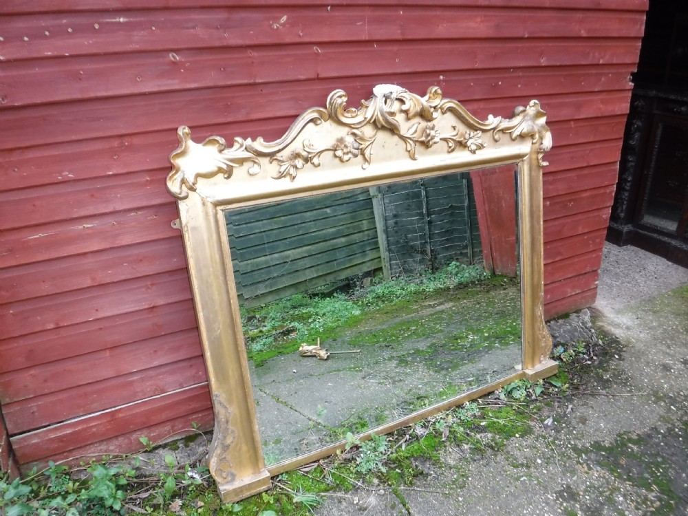 Late 19th century carved gilded frame  overmantel mirror View IX