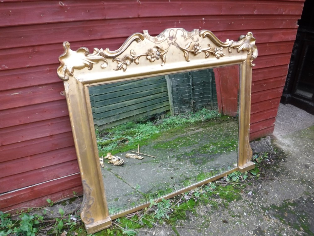 Late 19th century carved gilded frame  overmantel mirror View X