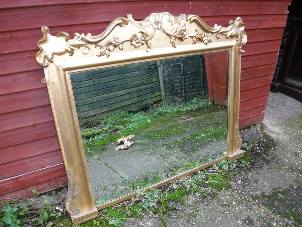Late 19th century carved gilded frame  overmantel mirror View XIII