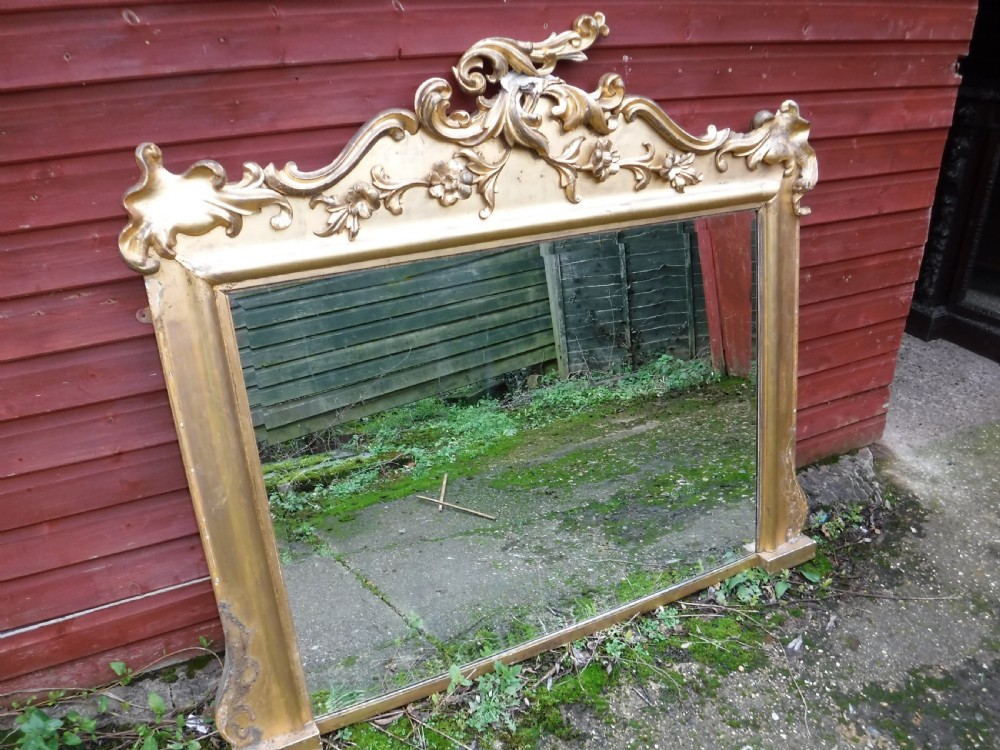 Late 19th century carved gilded frame  overmantel mirror View XIV