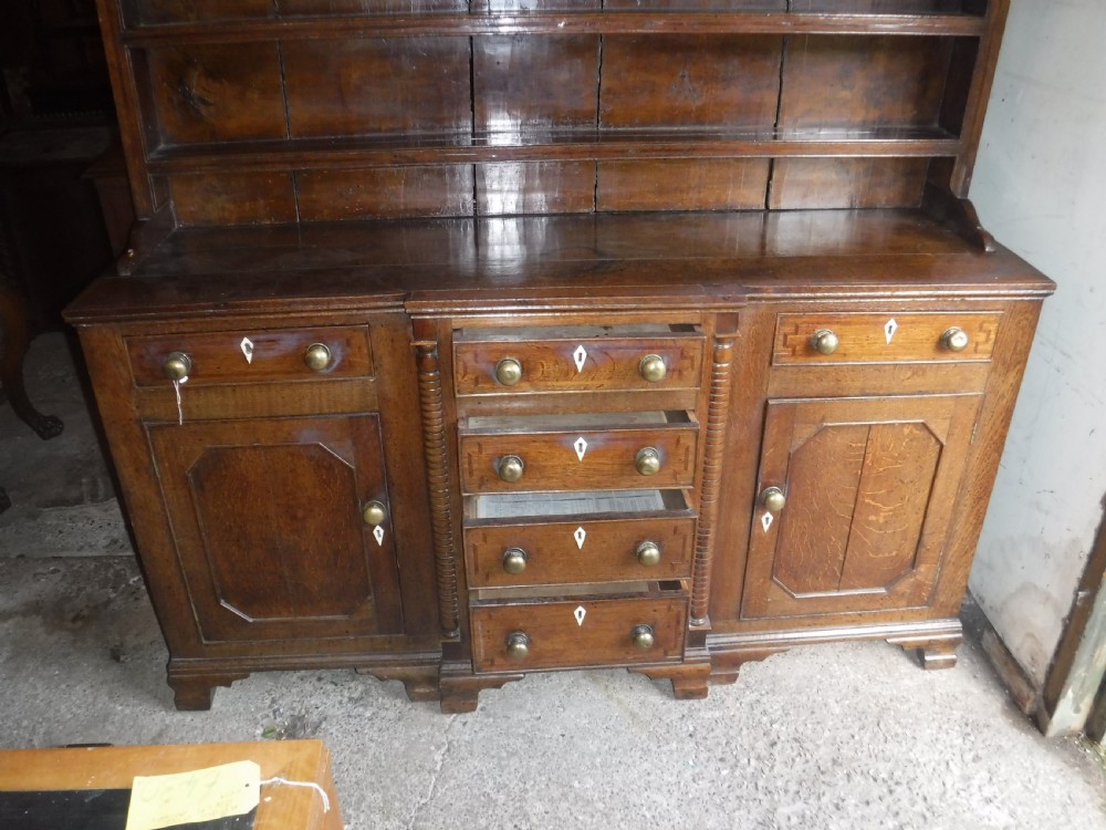 Early 19th century oak and inlaid 2 part dresser View IV