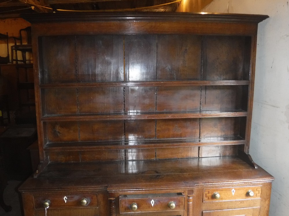 Early 19th century oak and inlaid 2 part dresser View V