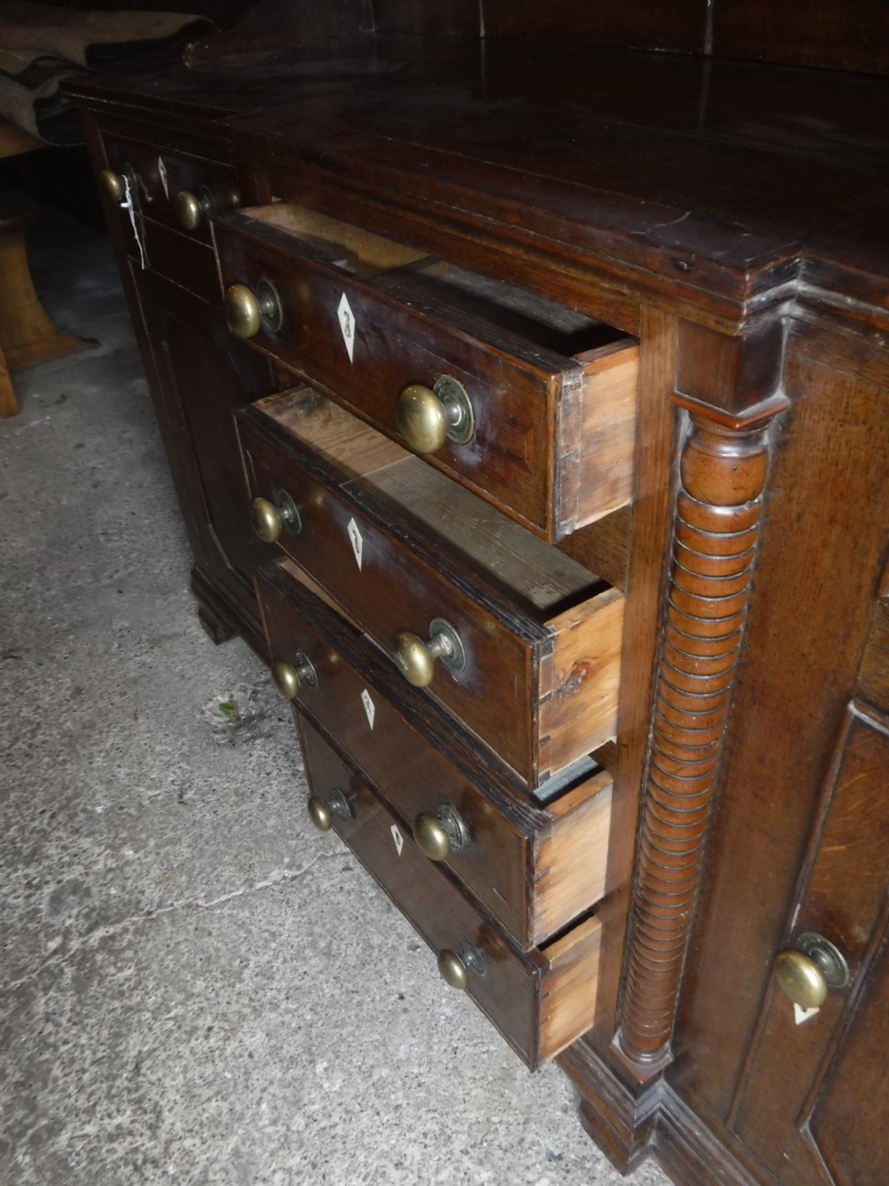 Early 19th century oak and inlaid 2 part dresser View VI