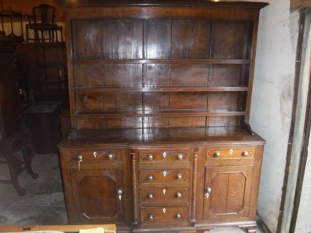 Early 19th century oak and inlaid 2 part dresser View VIII