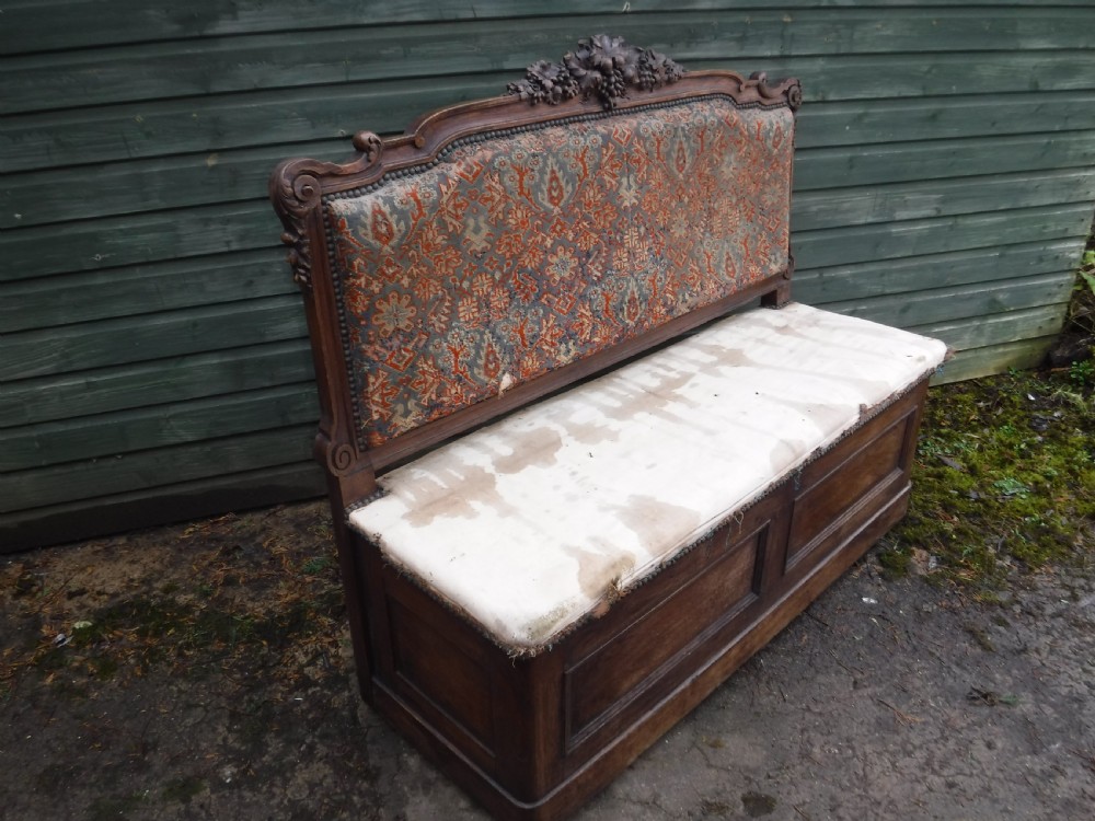 Late 19th century oak box seat  View IV