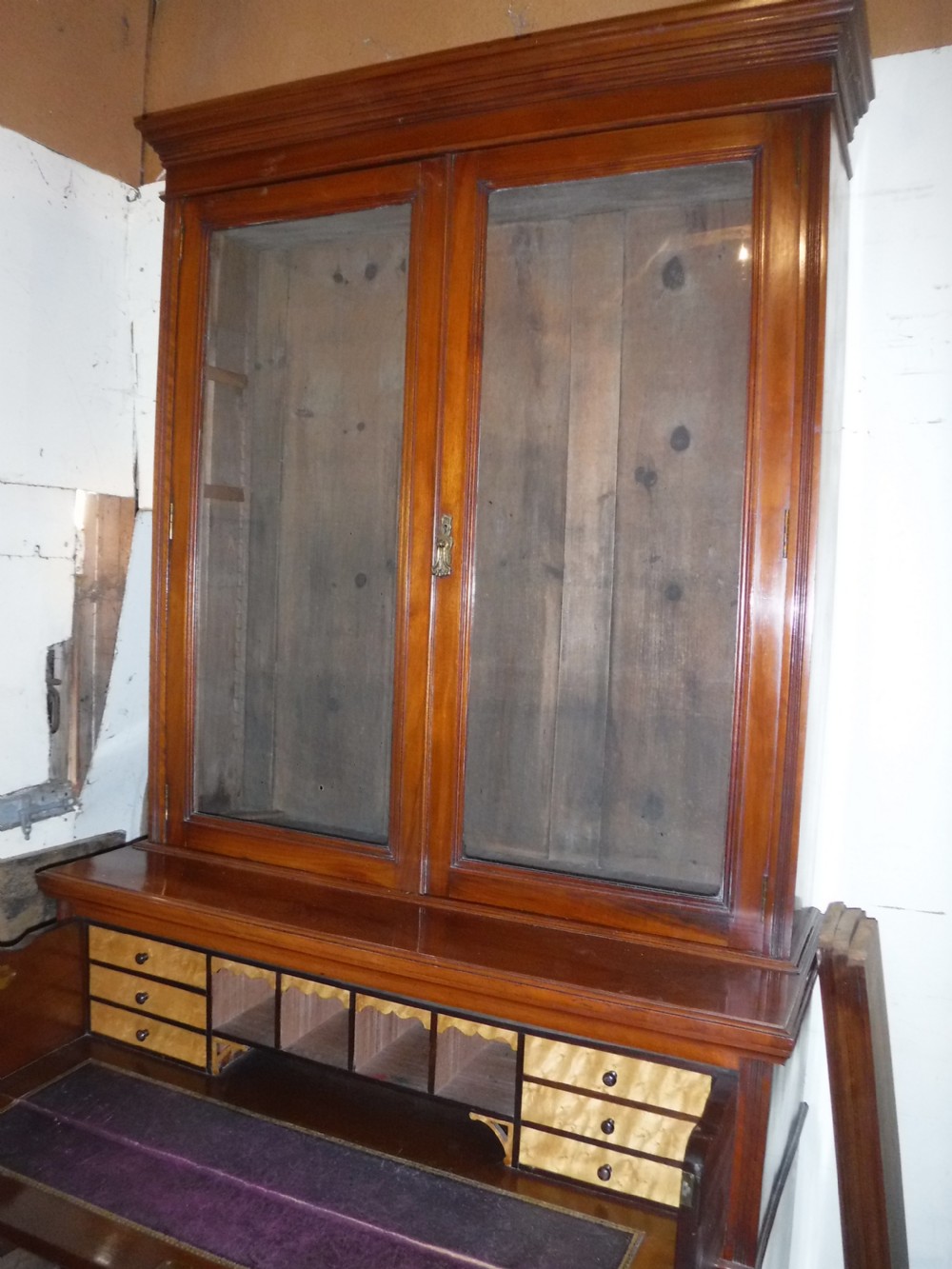 Late Victorian walnut secretaire bookcase View III