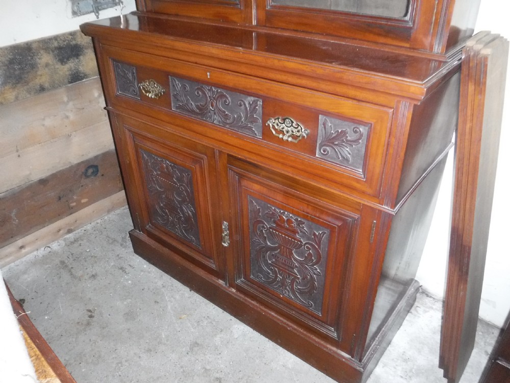 Late Victorian walnut secretaire bookcase View V