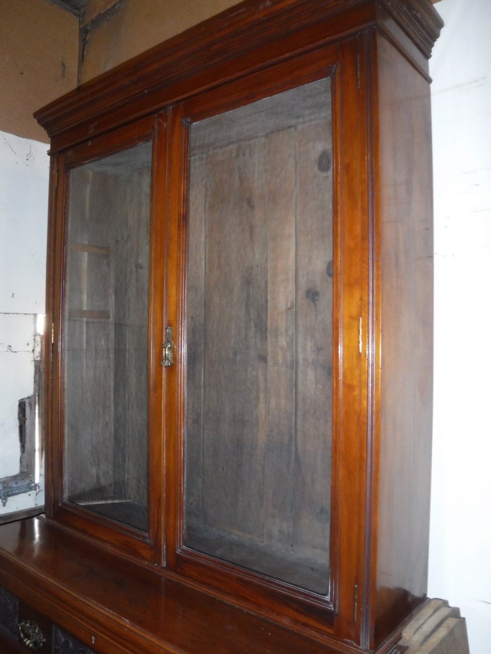 Late Victorian walnut secretaire bookcase View VII
